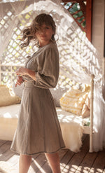 Poet Top in Black and Oat Cotton Gingham