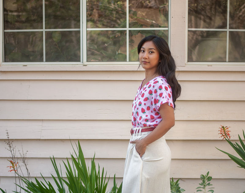 Dolman Top in Strawberry Cotton