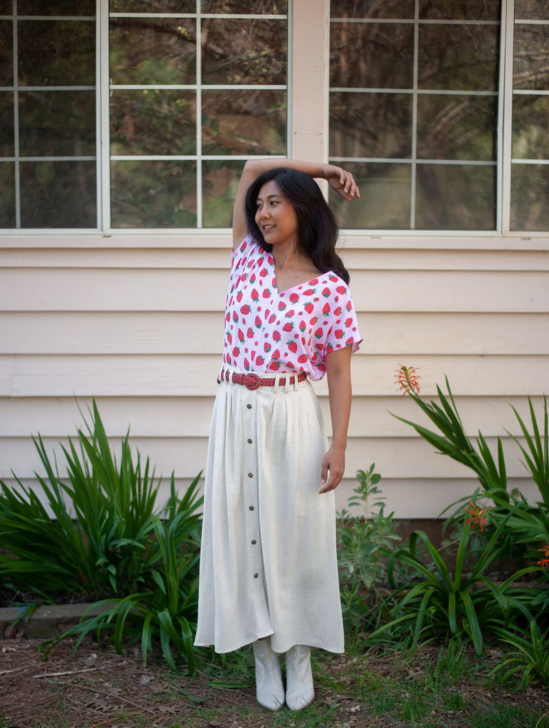Dolman Top in Strawberry Cotton