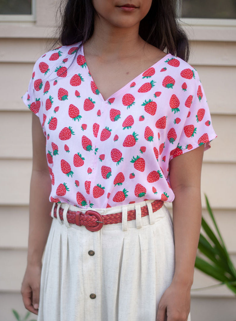 Dolman Top in Strawberry Cotton