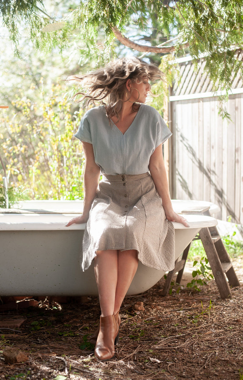 Dolman Top in BB Blue Texture Cotton