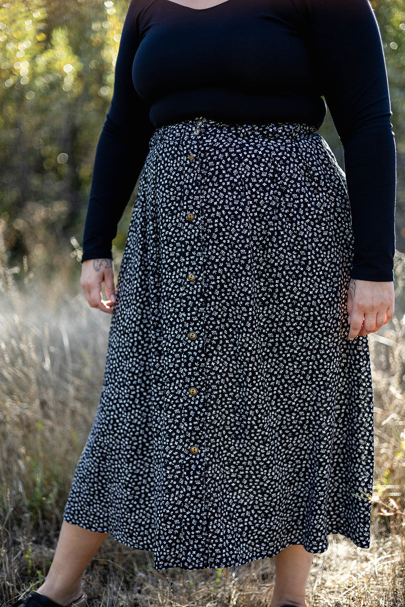 Trices Skirt in Black Floral