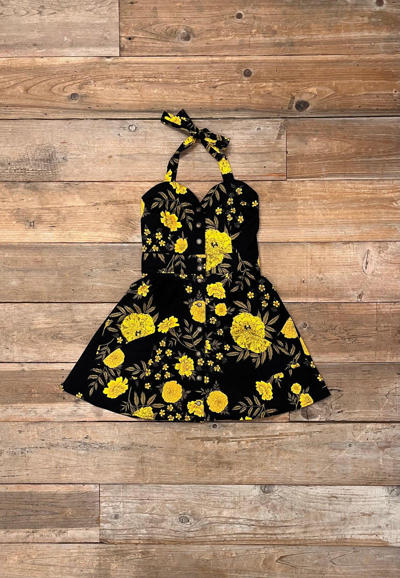Black And Yellow Flower Night Dress Tie-Detail Midi Shirt Dress Black/Yellow Flowers Other Stories Black And Yellow Flower Night Dress Tie-Detail Midi Shirt Dress Black/Yellow Flowers Other Stories