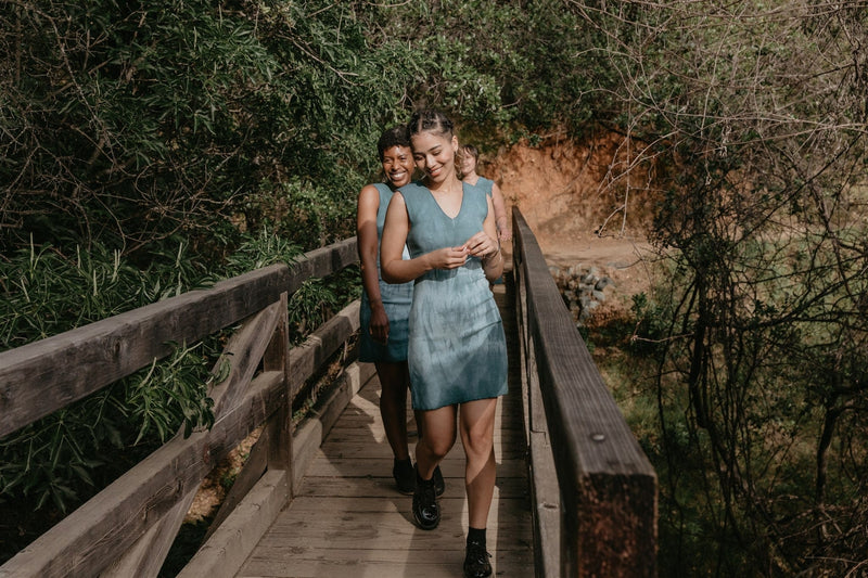 Field Day Dress Dyed Blue Slinky Dresses