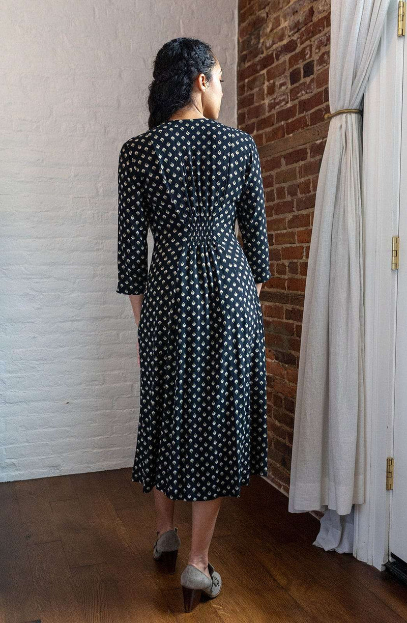 Field Day Dress Fiona Dress in Black Floral Crepe