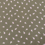 Field Day Fabric Olive Rose Bud Rayon Crepe Fabric by the Yard