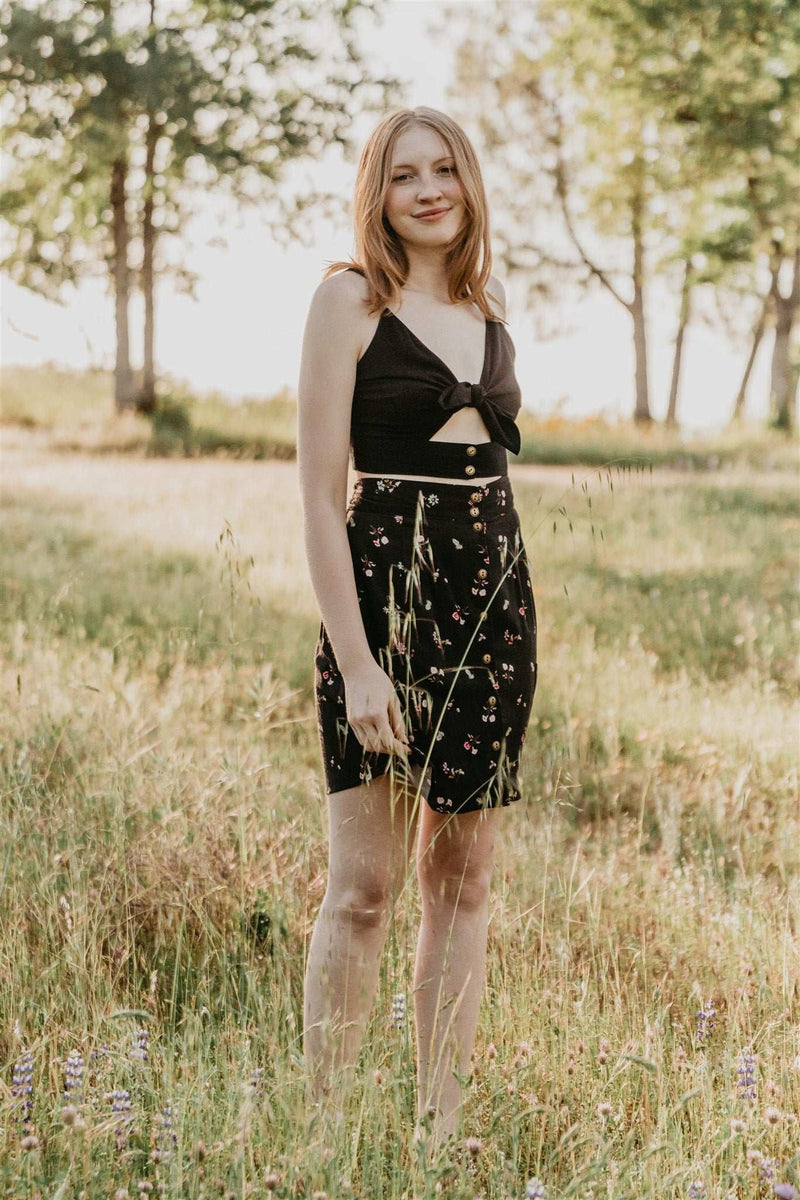 Rah Rah Skirt in Dark Floral