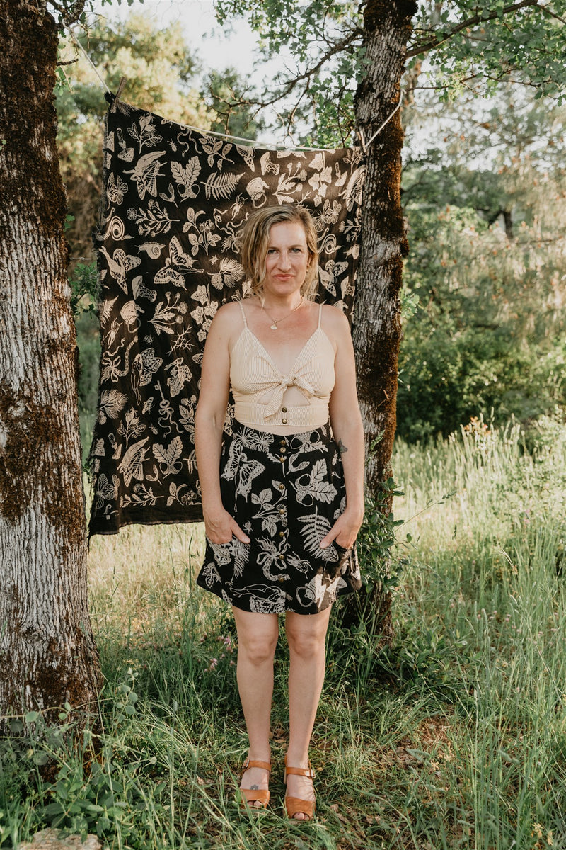 Rah Rah Skirt in Black Woodland Wonder