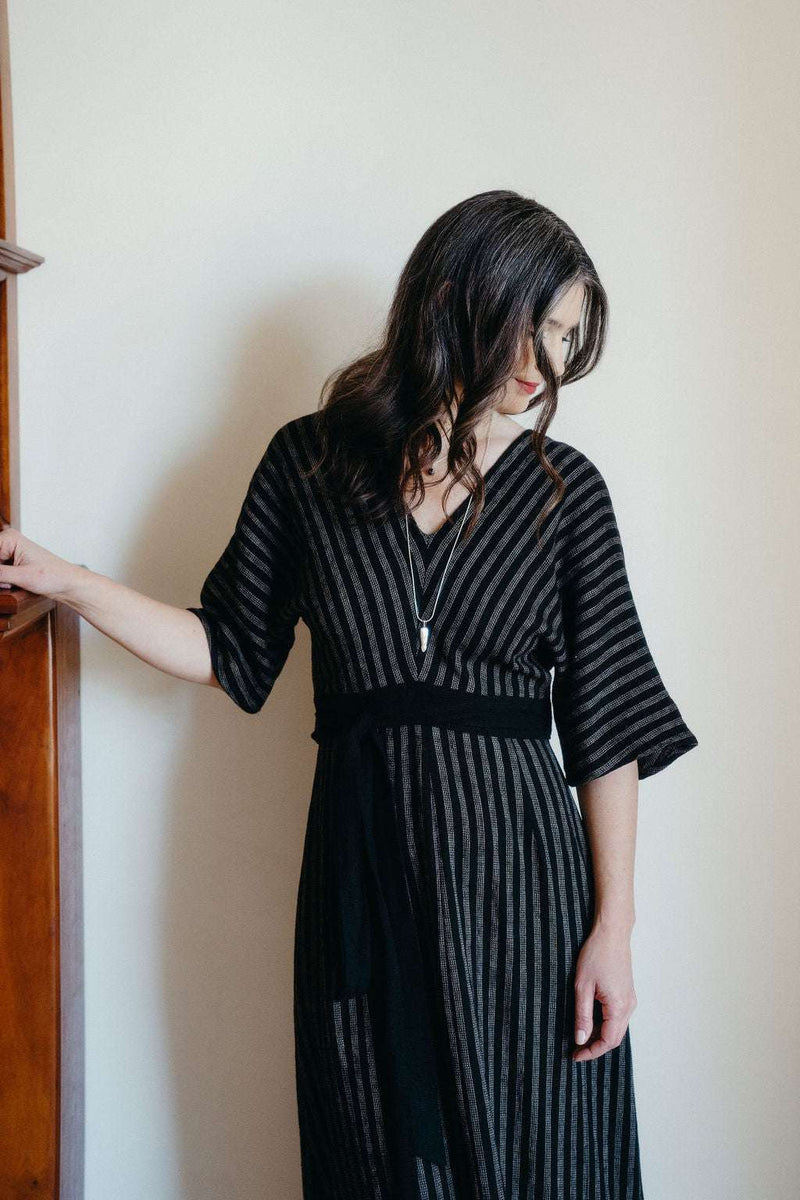 Diana Dress in Black 2 Tone Stripe Cotton 3XL Diana Dress in Black 2 Tone Stripe Cotton 3XL
