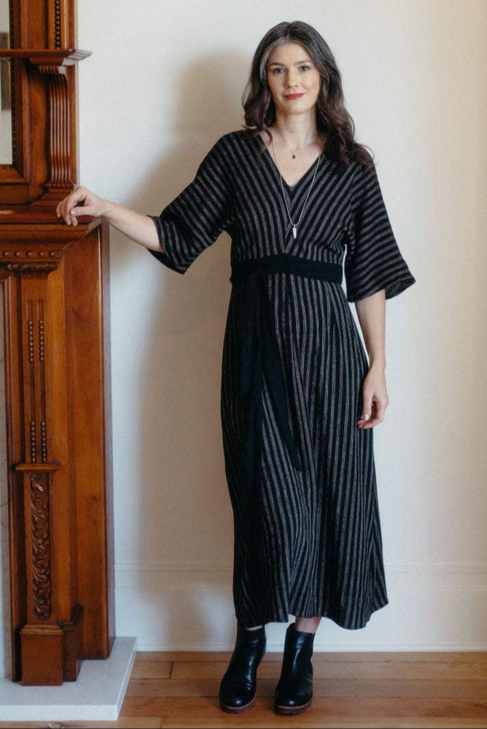 Diana Dress in Black 2 Tone Stripe Cotton 3XL Diana Dress in Black 2 Tone Stripe Cotton 3XL