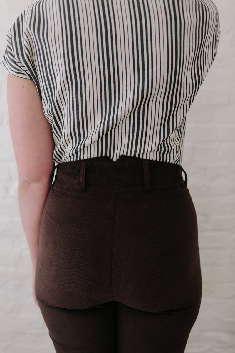 Long Perfect Pant in Brown Corduroy