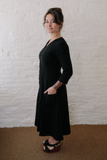 Fiona Dress in Black Linen