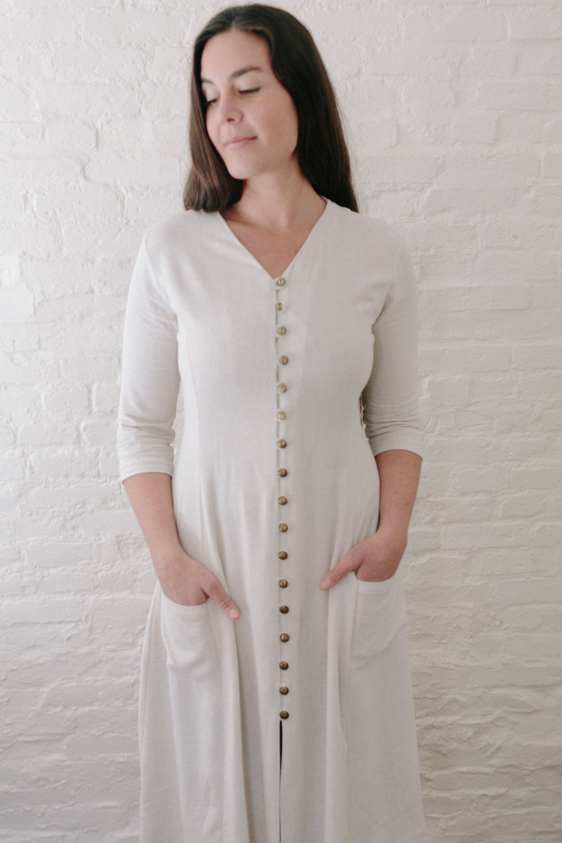 Fiona Dress in Oat Linen