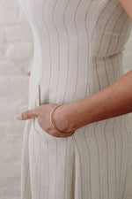Lori Dress in Oat Linen Stripe
