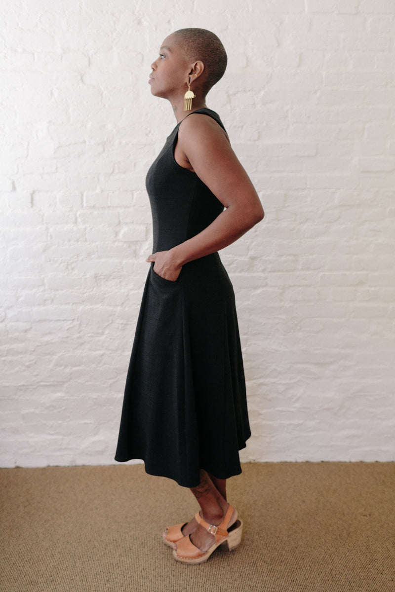 Lori Dress in Black Linen
