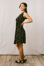 Thea Dress in Black Floral Challis