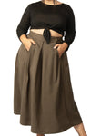 Rue Skirt in Olive Tencel