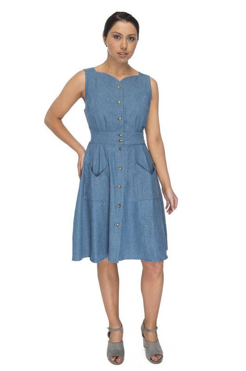 Sheet Dress in Washed Denim