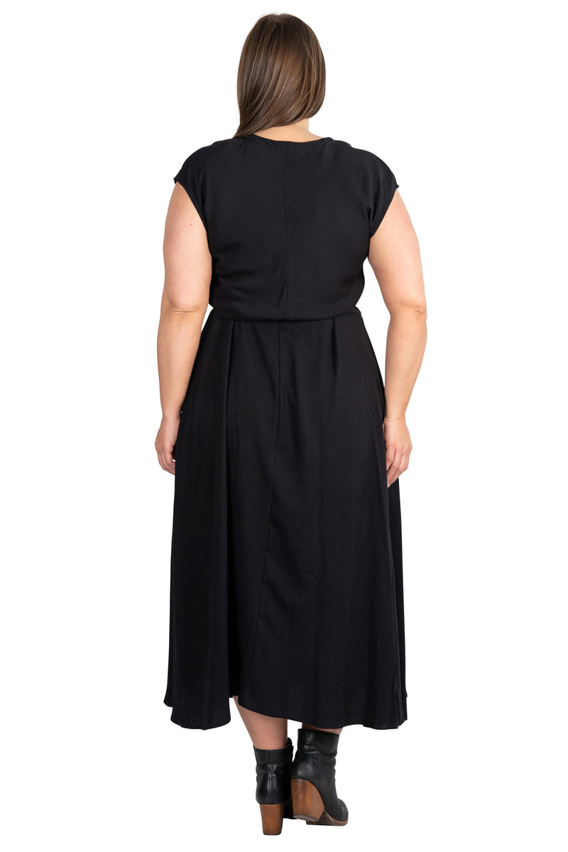Belted Bias Dress in Black