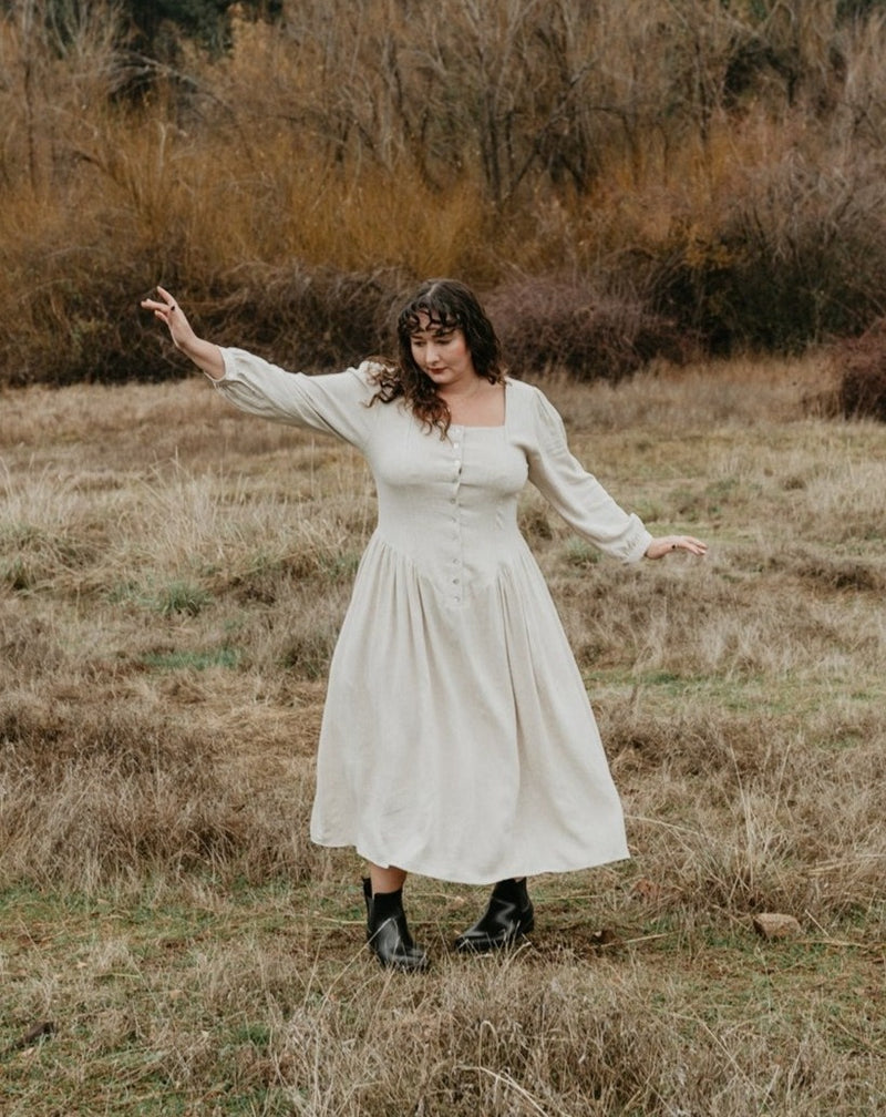 Prairie Dress in Oat Linen – Field Day