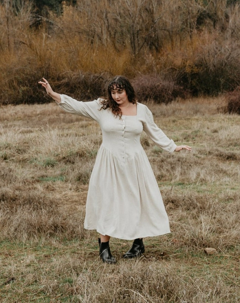 Prairie Dress in Oat Linen Field Day Prairie Dress in Oat Linen Field Day