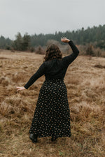 Maxi Wrap Skirt in Black Floral