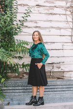 Shelby Crop Top in Spruce Crushed Velvet