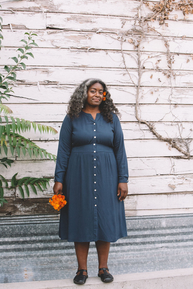 Vera Dress in Navy Challis