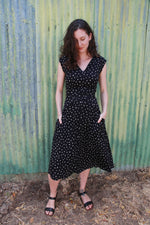 Xena Dress in Black Abstract Dot
