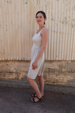 Hannah Dress in Oat Linen Stripe