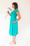 Joy dress in Teal Challis