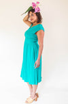 Joy dress in Teal Challis