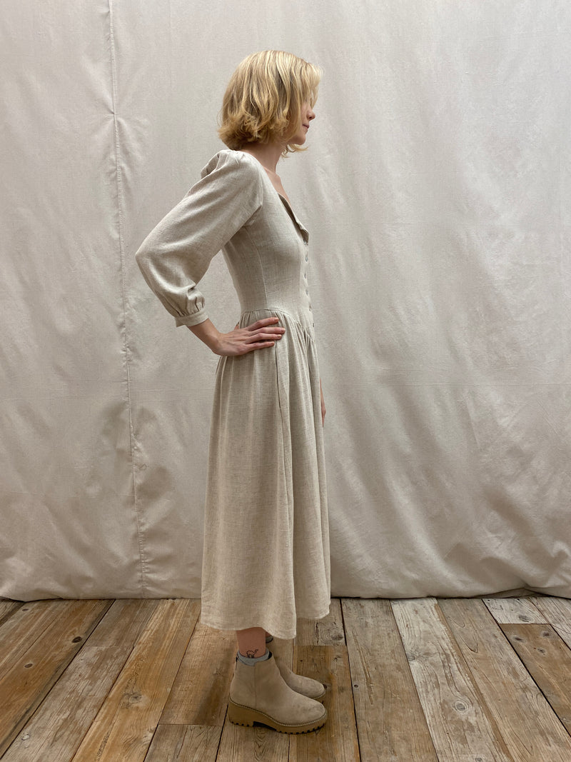 Prairie Dress in Oat Linen M Prairie Dress in Oat Linen M