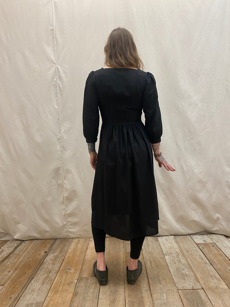Prairie Dress in Black Linen 2X Prairie Dress in Black Linen 2X