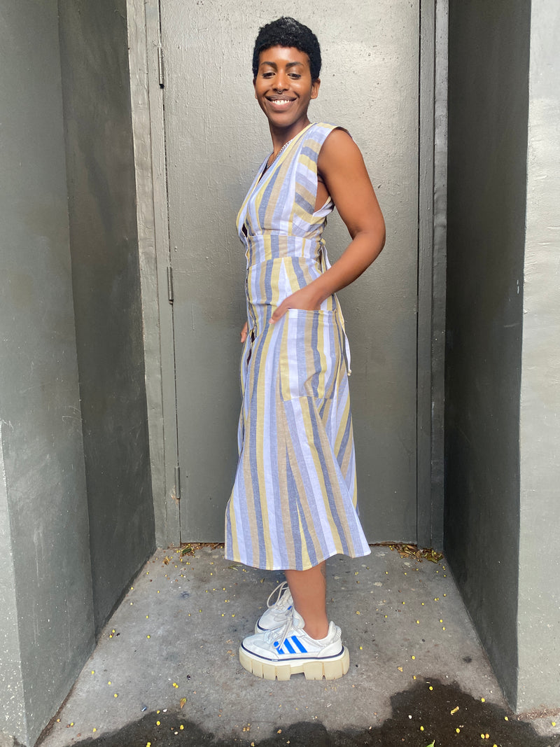 boden blue stripe dress Eve Jersey Midi Dress - Blue and Ivory Stripe