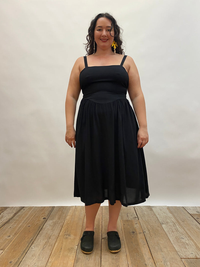 Myrah Dress in Black Challis