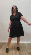 Dolman Dress in Black Linen