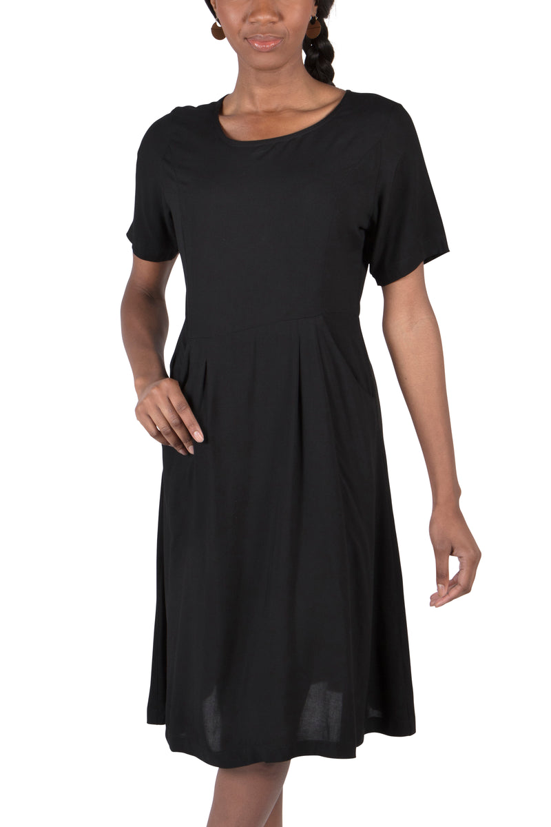 Ingrid Dress in Black Rayon