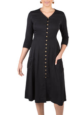 Fiona Dress in Black Challis