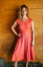 Xena Dress in Coral Linen