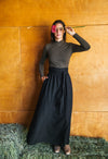 Maxi Wrap Skirt in Black Challis