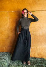 Maxi Wrap Skirt in Black Challis