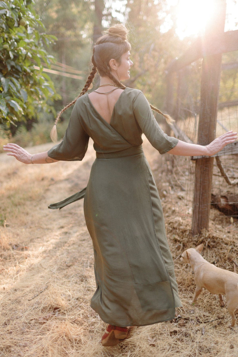 Diana Dress in Olive Green Challis Field Day Diana Dress in Olive Green Challis Field Day