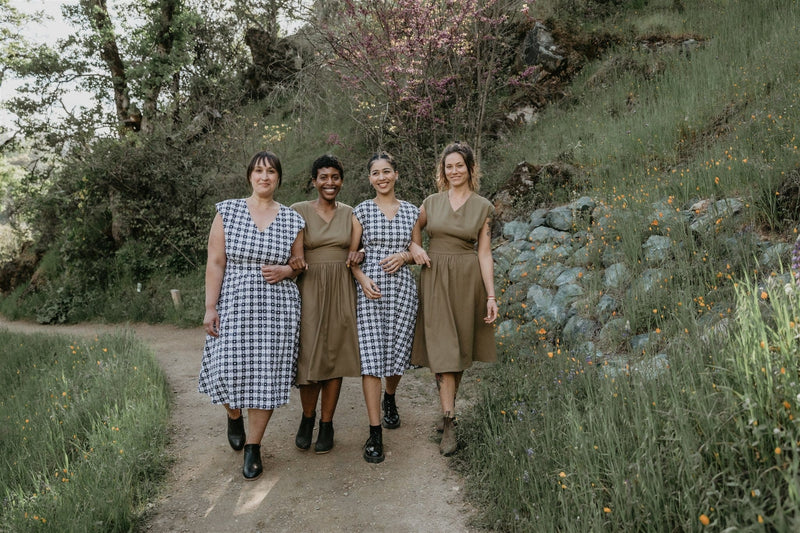 Joy dress in Olive Raw Silk Field Day
