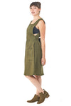 Pinafore in Olive Linen