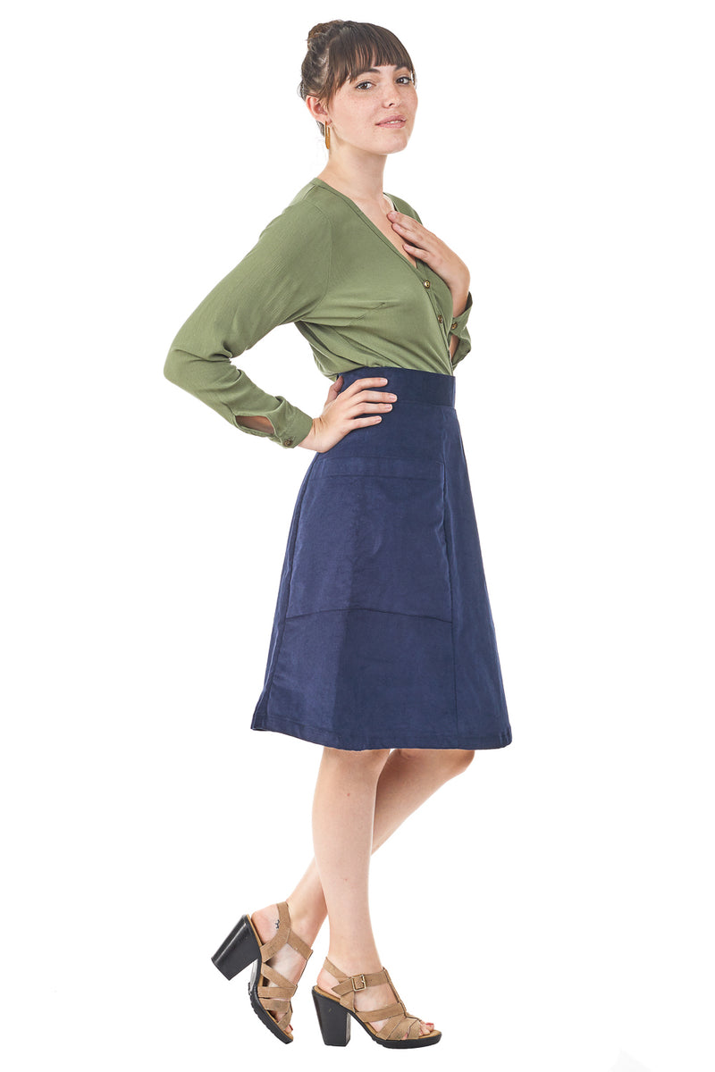 The Atheno Skirt in Midnight Corduroy by Field Day