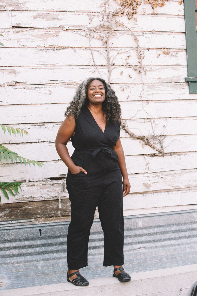 Field Day Jumpsuit Artemis Jumper In Black Linen