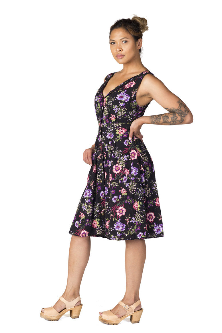 Sheet Dress in Black Herbal