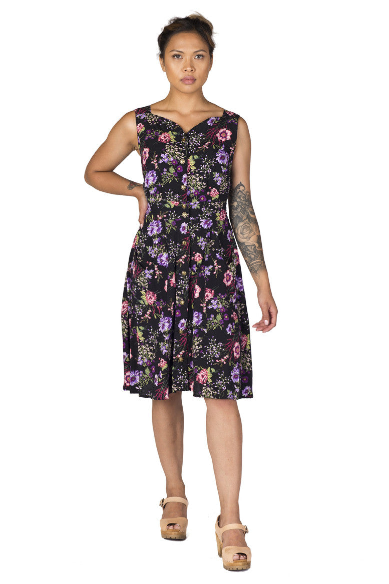 Sheet Dress in Black Herbal