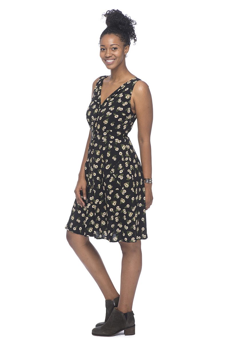 Black dress with white daisies sale